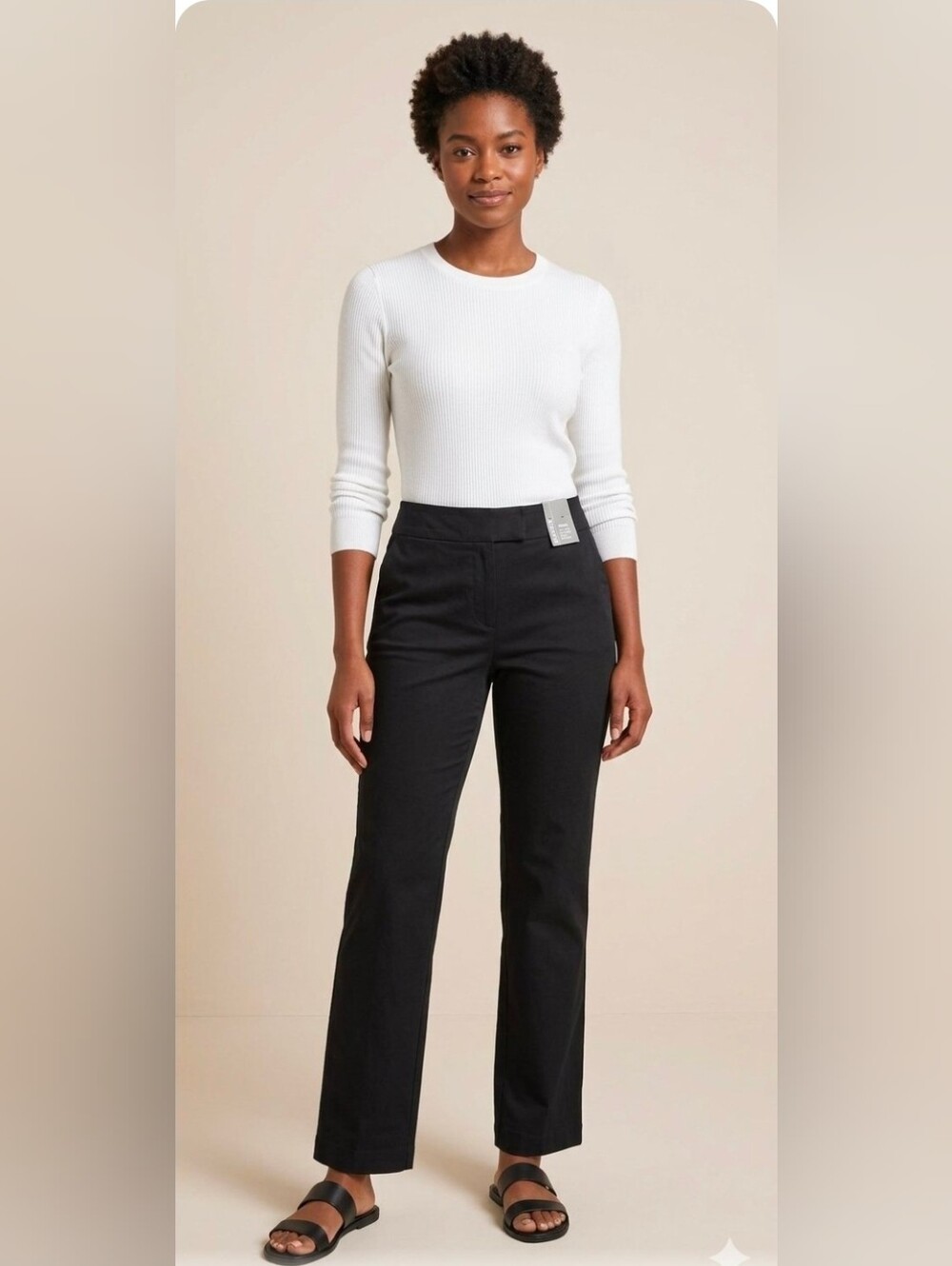 NWT Chico's Karsen Twill Dezi Regular Pant Black Stretch Size 1 / US 8